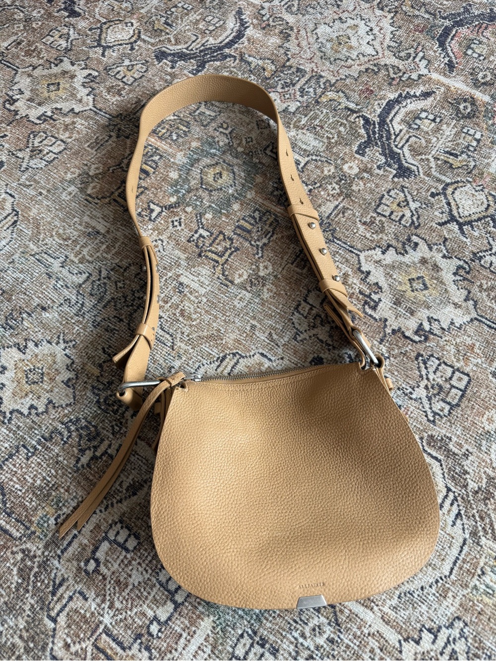 AllSaints Tan Leather Crossbody Saddle Bag